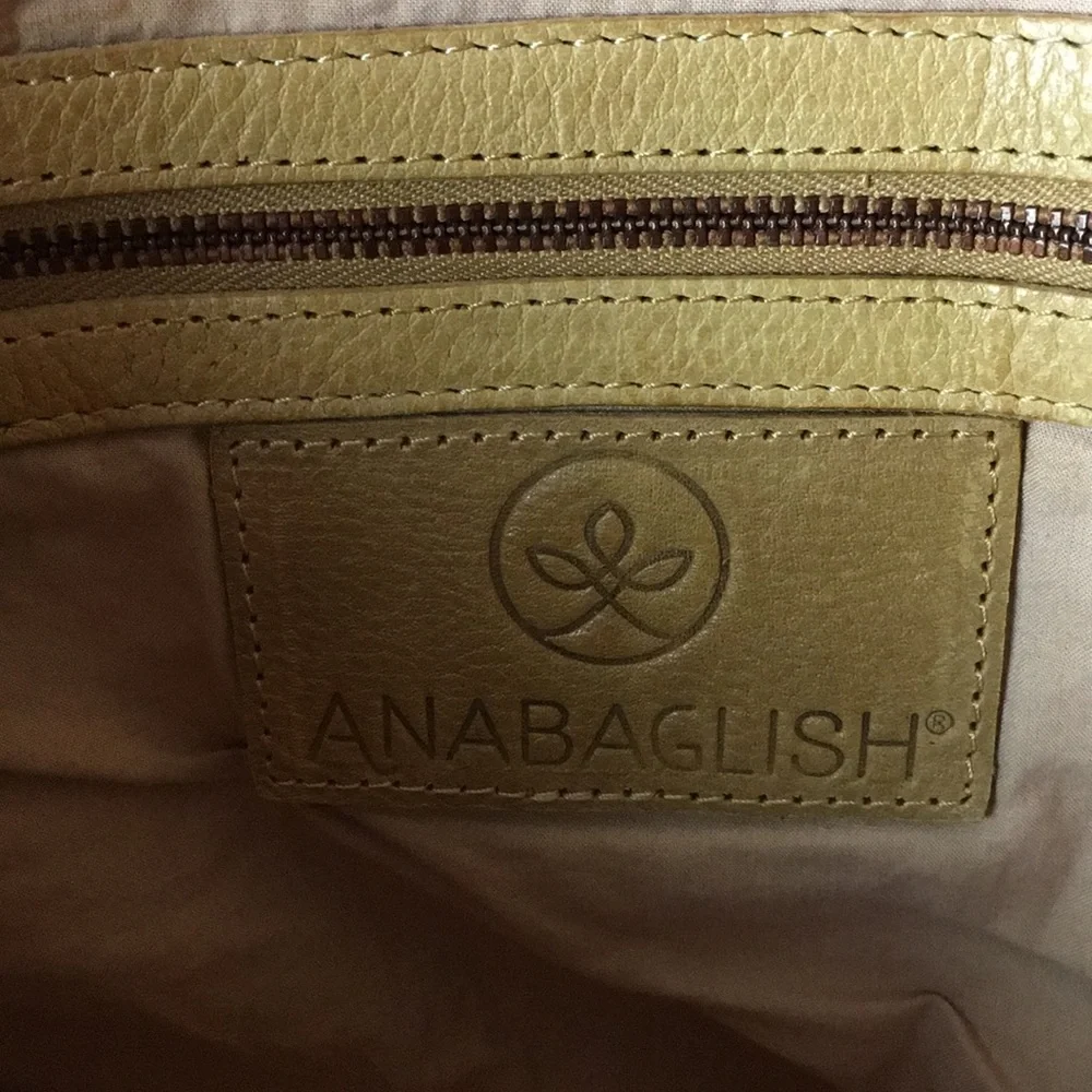 NWT Anabaglish Camel Leather Weekender Tot… - Picture 6 of 9